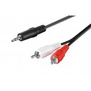 C&acirc;ble adaptateur audio AUX, jack 3,5 mm vers prise RCA st&eacute;r&eacute;o, CU