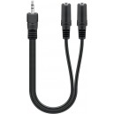 Adaptateur de c&acirc;ble audio en Y 3,5 mm, 1x m&acirc;le vers 2x femelles st&eacute;r&eacute;o